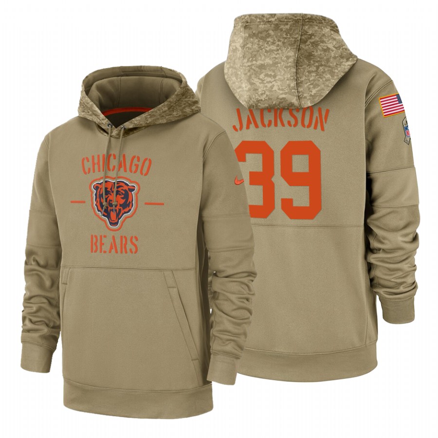 Chicago Bears #39 Eddie Jackson Tan 2019 Salute To Service Name & Number Sideline Therma Pullover Hoodie cheap jerseys for sale - CheapJerseys.Shop