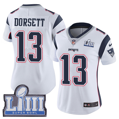 New England Patriots #13 Phillip Dorsett White Super Bowl LIII Bound Women's Stitched Vapor Untouchable Limited Jersey Womens cheap jerseys for sale - CheapJerseys.Shop