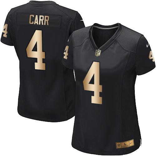 Raiders #4 Derek Carr Black Team Color Women's Stitched Elite Gold Jersey cheap jerseys for sale - CheapJerseys.Shop
