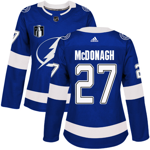 Tampa Bay Lightning #27 Ryan McDonagh Blue 2022 Stanley Cup Final Patch Women's Home Authentic Stitched Jersey Womens cheap jerseys for sale - CheapJerseys.Shop