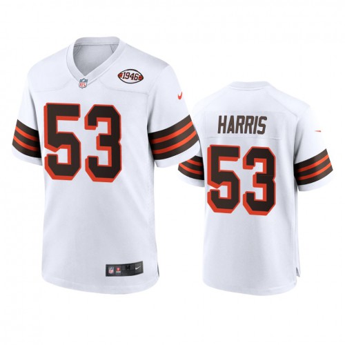 Men's Cleveland Browns #53 Nick Harris 1946 Collection Alternate Game Limited Jersey - White Men's cheap jerseys for sale - CheapJerseys.Shop