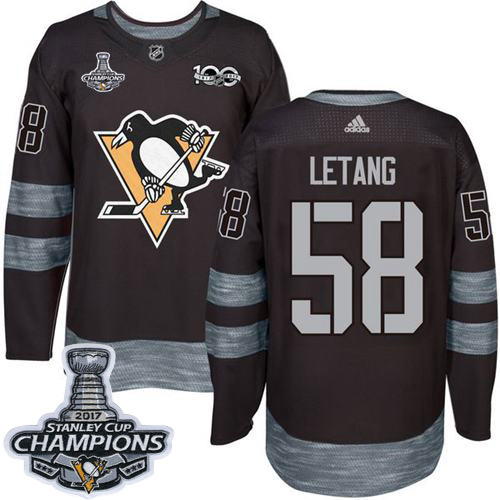 Pittsburgh Penguins #58 Kris Letang Black 1917-2017 100th Anniversary Stanley Cup Finals Champions Stitched Jersey Men's cheap jerseys for sale - CheapJerseys.Shop