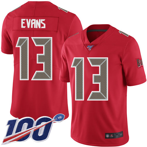 Buccaneers #13 Mike Evans Red Youth Stitched Limited Rush 100th Season Jersey cheap jerseys for sale - CheapJerseys.Shop