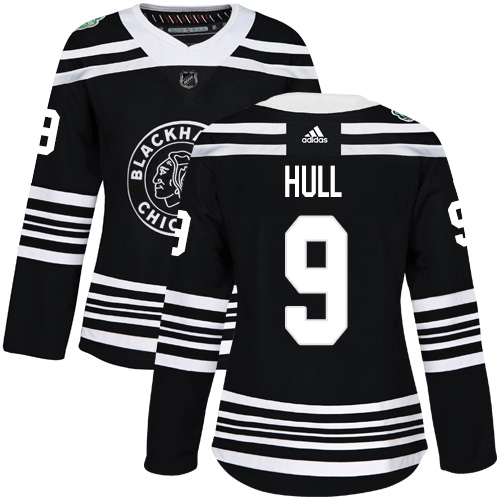 Chicago Blackhawks #9 Bobby Hull Black Authentic 2019 Winter Classic Women's Stitched Jersey Womens cheap jerseys for sale - CheapJerseys.Shop