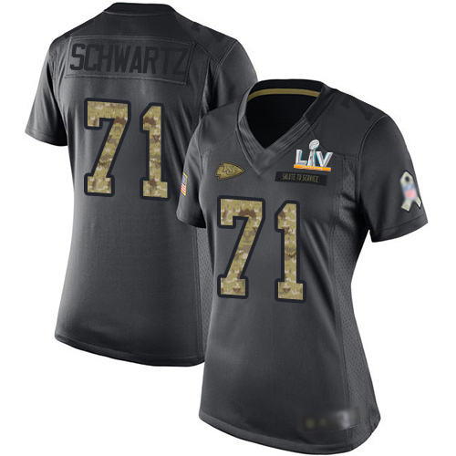 Kansas City Chiefs #71 Mitchell Schwartz Black Women's Super Bowl LV Bound Stitched Limited 2016 Salute to Service Jersey Womens cheap jerseys for sale - CheapJerseys.Shop
