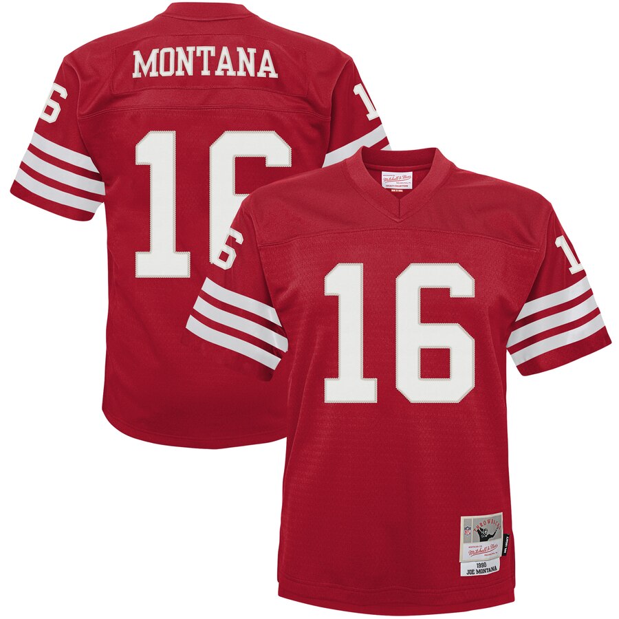 Youth San Francisco 49ers #16 Joe Montana Mitchell & Ness Scarlet 1990 Legacy Retired Player Jersey cheap jerseys for sale - CheapJerseys.Shop