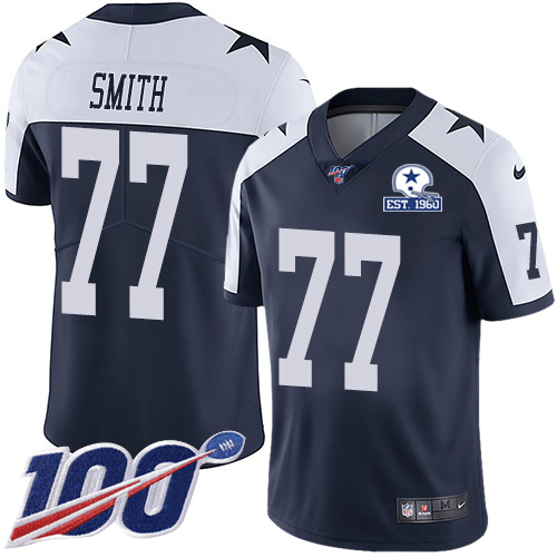 Dallas Cowboys #77 Tyron Smith Navy Blue Thanksgiving Men's Stitched With Established In 1960 Patch 100th Season Vapor Untouchable Limited Throwba cheap jerseys for sale - CheapJerseys.Shop