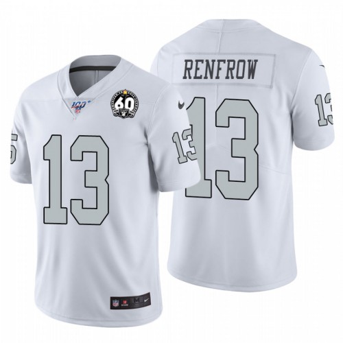 Las Vegas Raiders #13 Hunter Renfrow White 60th Anniversary Patch Men's Stitched 100 Limited Color Rush Jersey Men's cheap jerseys for sale - CheapJerseys.Shop