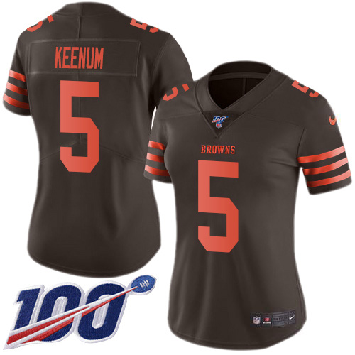 Cleveland Browns #5 Case Keenum Brown Women's Stitched Limited Rush 100th Season Jersey Womens cheap jerseys for sale - CheapJerseys.Shop