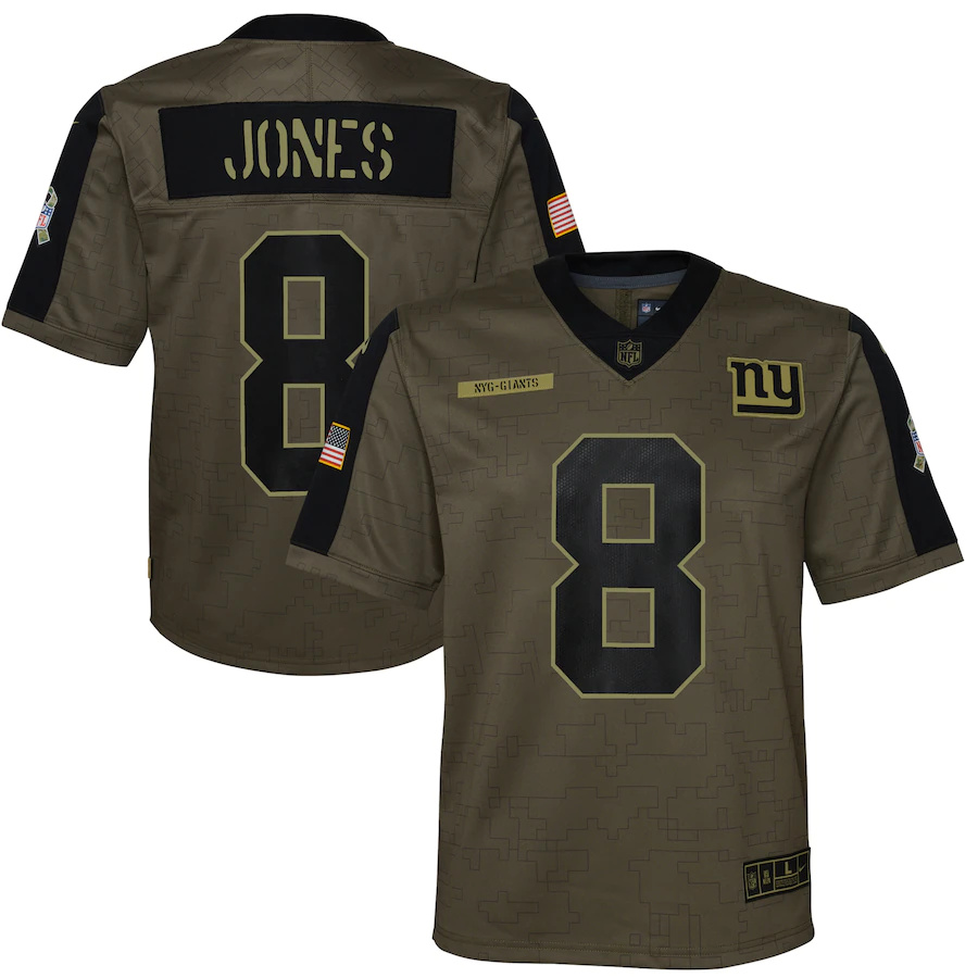 New York Giants #8 Daniel Jones Olive Youth 2021 Salute To Service Game Jersey cheap jerseys for sale - CheapJerseys.Shop
