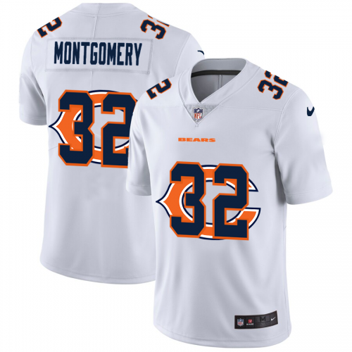 Chicago Chicago Bears #32 David Montgomery White Men's Team Logo Dual Overlap Limited Jersey Men's cheap jerseys for sale - CheapJerseys.Shop