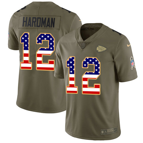 Chiefs #12 Mecole Hardman Olive/USA Flag Youth Stitched Limited 2017 Salute To Service Jersey cheap jerseys for sale - CheapJerseys.Shop