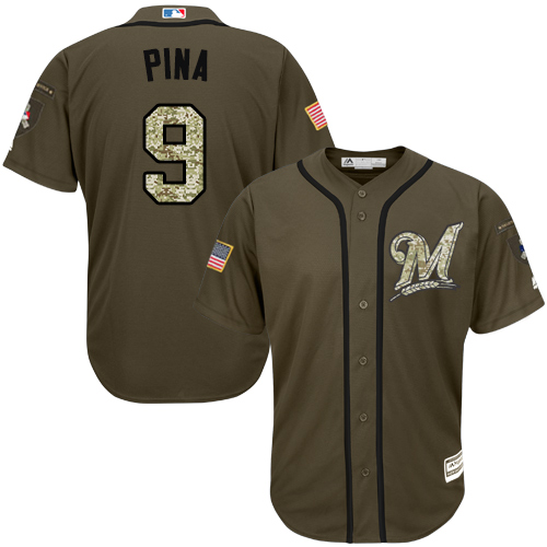 Milwaukee Brewers #9 Manny Pina Green Salute to Service Stitched Jersey Men's cheap jerseys for sale - CheapJerseys.Shop