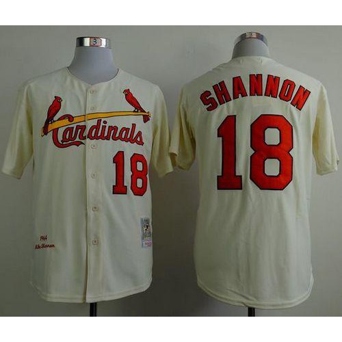 Mitchell And Ness 1964 St.Louis Cardinals #18 Mike Shannon Cream Stitched Jersey Men's cheap jerseys for sale - CheapJerseys.Shop