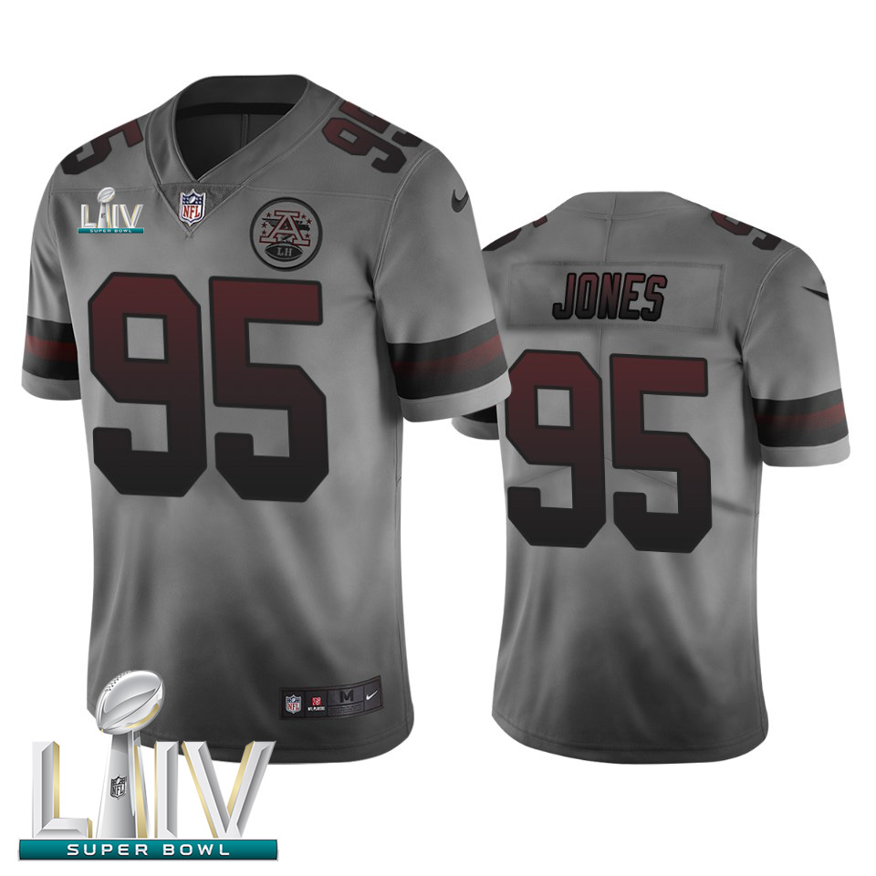 Kansas City Chiefs #95 Chris Jones Smoky Gray Super Bowl LIV 2020 Men's Vapor Limited City Edition Jersey cheap jerseys for sale - CheapJerseys.Shop