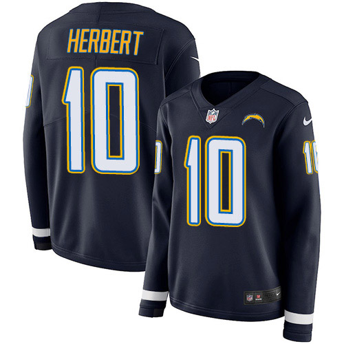 Chargers #10 Justin Herbert Navy Blue Team Color Women's Stitched Limited Therma Long Sleeve Jersey cheap jerseys for sale - CheapJerseys.Shop