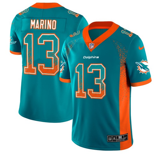 Dolphins #13 Dan Marino Aqua Green Team Color Men's Stitched Limited Rush Drift Fashion Jersey cheap jerseys for sale - CheapJerseys.Shop