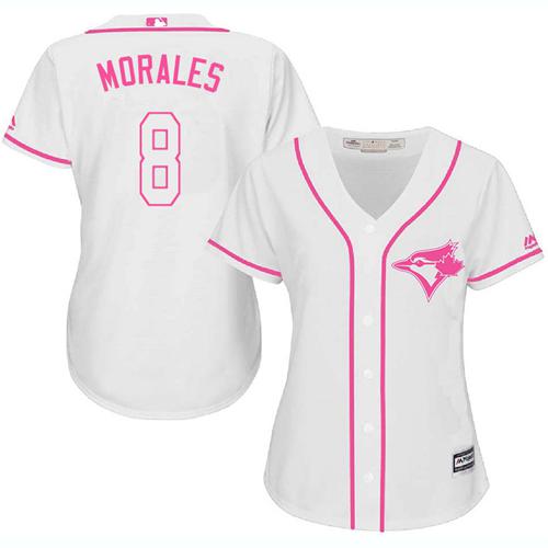 Toronto Blue Jays #8 Kendrys Morales White/Pink Fashion Women's Stitched Jersey Womens cheap jerseys for sale - CheapJerseys.Shop