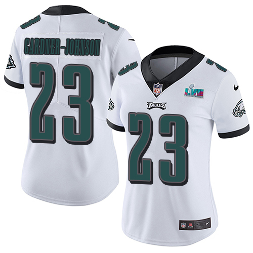 Eagles #23 C.J. Gardner-Johnson White Super Bowl LVII Patch Women's Stitched Vapor Untouchable Limited Jersey cheap jerseys for sale - CheapJerseys.Shop