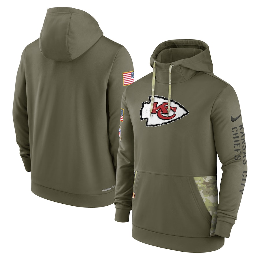 Kansas City Chiefs 2022 Salute To Service Therma Performance Pullover Hoodie - Olive cheap jerseys for sale - CheapJerseys.Shop