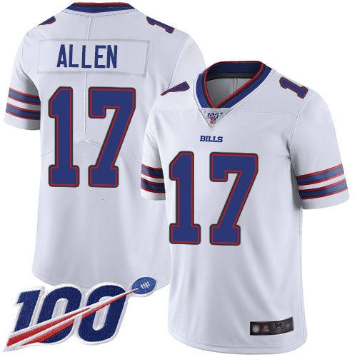 Bills #17 Josh Allen White Youth Stitched 100th Season Vapor Limited Jersey cheap jerseys for sale - CheapJerseys.Shop