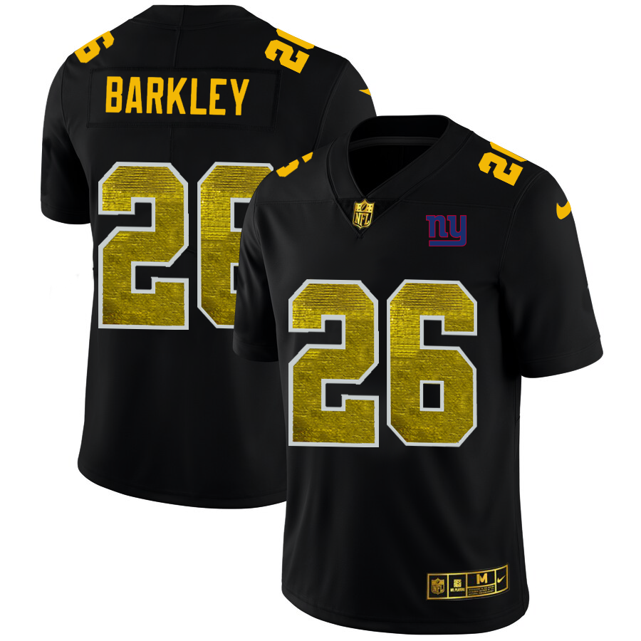 New York Giants #26 Saquon Barkley Men's Black Golden Sequin Vapor Limited Jersey cheap jerseys for sale - CheapJerseys.Shop