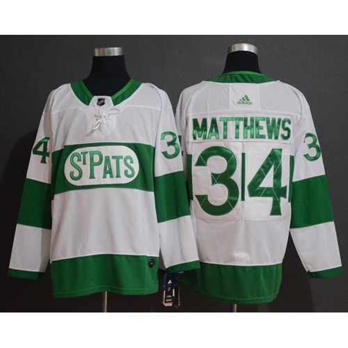 Maple Toronto Maple Leafs #34 Auston Matthews White Authentic St. Pats Stitched Jersey Men's cheap jerseys for sale - CheapJerseys.Shop