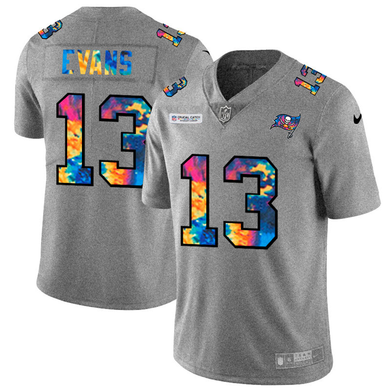Tampa Bay Buccaneers #13 Mike Evans Men's Multi-Color 2020 Crucial Catch Jersey Greyheather cheap jerseys for sale - CheapJerseys.Shop