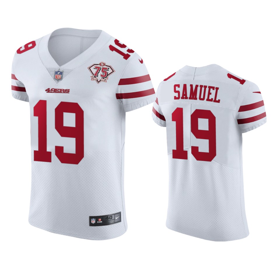 49ers #19 Deebo Samuel White Men's 75th Anniversary Stitched Vapor Untouchable Elite Jersey cheap jerseys for sale - CheapJerseys.Shop
