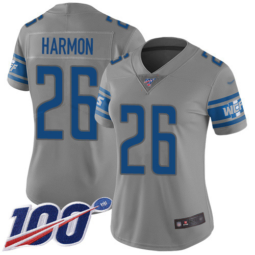 Detroit Lions #26 Duron Harmon Gray Women's Stitched Limited Inverted Legend 100th Season Jersey Womens cheap jerseys for sale - CheapJerseys.Shop