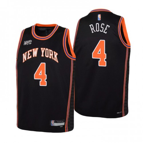 New York New York Knicks #4 Derrick Rose Youth Black 2021/22 Swingman Jersey - City Edition Youth cheap jerseys for sale - CheapJerseys.Shop