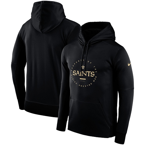 Men's New Orleans Saints Black Sideline Property Of Wordmark Logo Performance Pullover Hoodie cheap jerseys for sale - CheapJerseys.Shop