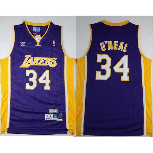 Los Angeles Lakers #34 Shaquille ONeal Purple Throwback Stitched Jersey Mens cheap jerseys for sale - CheapJerseys.Shop
