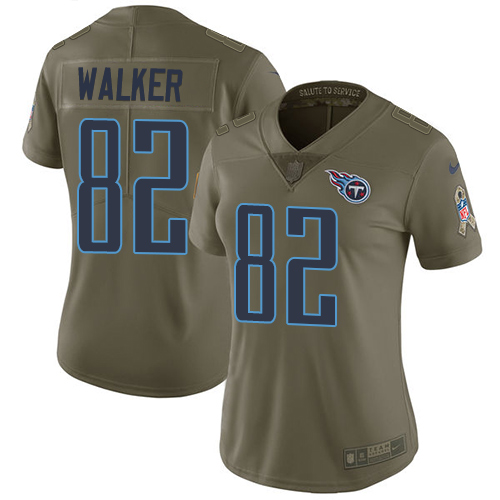 Tennessee Titans #82 Delanie Walker Olive Women's Stitched Limited 2017 Salute to Service Jersey Womens cheap jerseys for sale - CheapJerseys.Shop