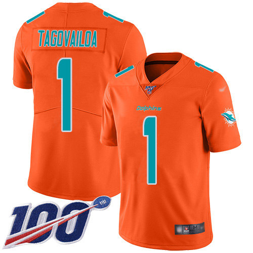 Dolphins #1 Tua Tagovailoa Orange Youth Stitched Limited Inverted Legend 100th Season Jersey cheap jerseys for sale - CheapJerseys.Shop