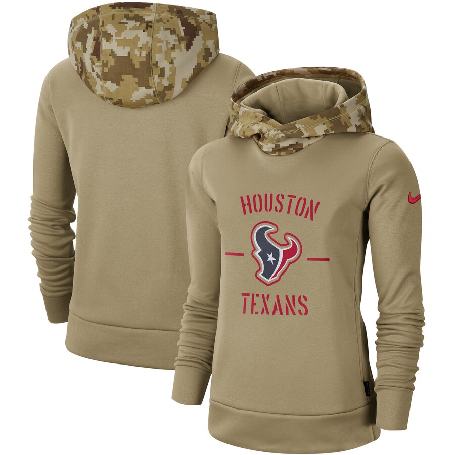 Women's Houston Texans Khaki 2019 Salute To Service Therma Pullover Hoodie cheap jerseys for sale - CheapJerseys.Shop