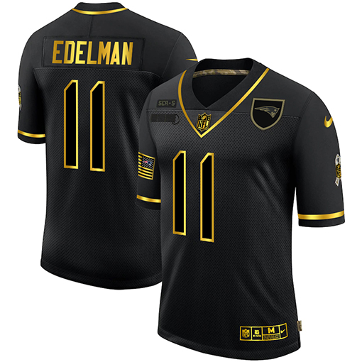 New England Patriots #11 Julian Edelman Men's 2020 Salute To Service Golden Limited Jersey Black cheap jerseys for sale - CheapJerseys.Shop