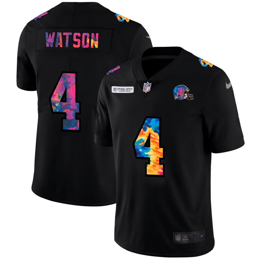 Cleveland Browns #4 Deshaun Watson Men's Multi-Color Black 2020 Crucial Catch Vapor Untouchable Limited Jersey cheap jerseys for sale - CheapJerseys.Shop