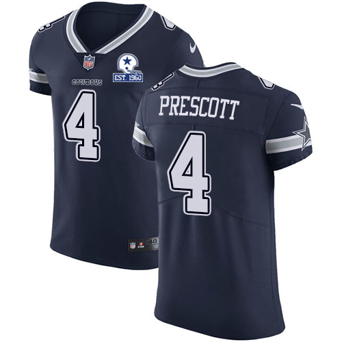 Cowboys #4 Dak Prescott Navy Blue Team Color Men's Stitched With Established In 1960 Patch Vapor Untouchable Elite Jersey cheap jerseys for sale - CheapJerseys.Shop