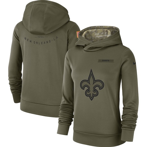 Women's New Orleans Saints Olive Salute To Service Sideline Therma Performance Pullover Hoodie cheap jerseys for sale - CheapJerseys.Shop