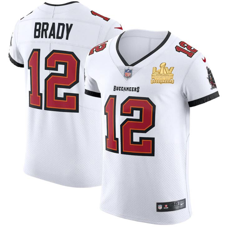 Tampa Bay Buccaneers #12 Tom Brady Men's Super Bowl LV Champions Patch White Vapor Elite Jersey cheap jerseys for sale - CheapJerseys.Shop