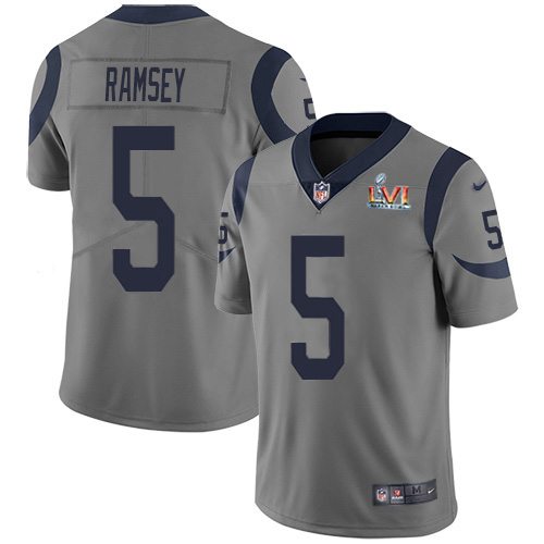 Rams #5 Jalen Ramsey Gray Super Bowl LVI Patch Men's Stitched Limited Inverted Legend Jersey cheap jerseys for sale - CheapJerseys.Shop