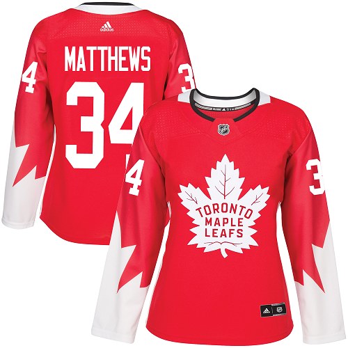 Maple Toronto Maple Leafs #34 Auston Matthews Red Team Canada Authentic Women's Stitched Jersey Womens cheap jerseys for sale - CheapJerseys.Shop