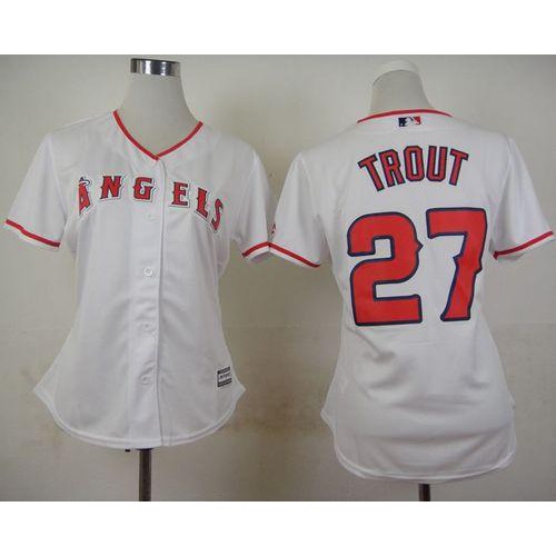 Los Angeles Angels #27 Mike Trout White Home Women's Stitched Jersey Womens cheap jerseys for sale - CheapJerseys.Shop