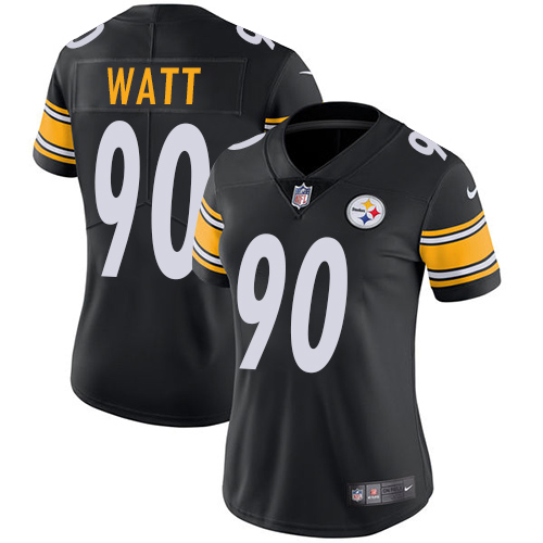 Steelers #90 T. J. Watt Black Team Color Women's Stitched Vapor Untouchable Limited Jersey cheap jerseys for sale - CheapJerseys.Shop