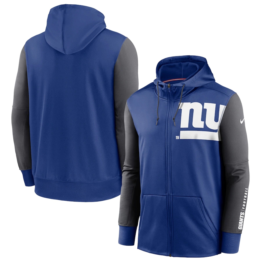 New York Giants Royal Charcoal Fan Gear Mascot Performance Full-Zip Hoodie cheap jerseys for sale - CheapJerseys.Shop