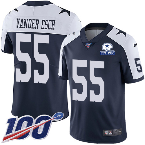 Cowboys #55 Leighton Vander Esch Navy Blue Thanksgiving Men's Stitched With Established In 1960 Patch 100th Season Vapor Untouchable Limited Throw cheap jerseys for sale - CheapJerseys.Shop
