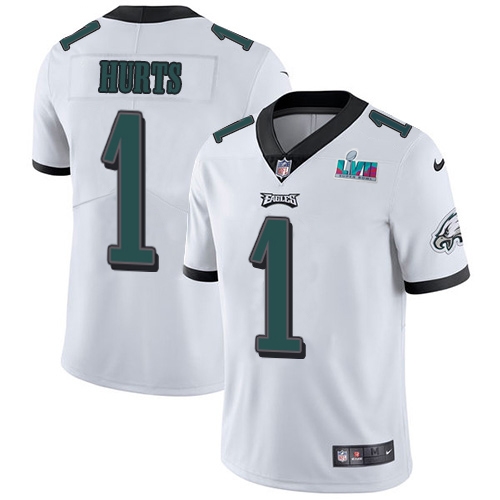 Eagles #1 Jalen Hurts White Super Bowl LVII Patch Men's Stitched Vapor Untouchable Limited Jersey cheap jerseys for sale - CheapJerseys.Shop