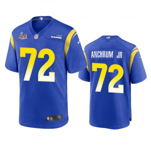 Los Angeles Los Angeles Rams #72 Tremayne Anchrum Jr. Men's Super Bowl LVI Patch Game Jersey - Royal Men's cheap jerseys for sale - CheapJerseys.Shop