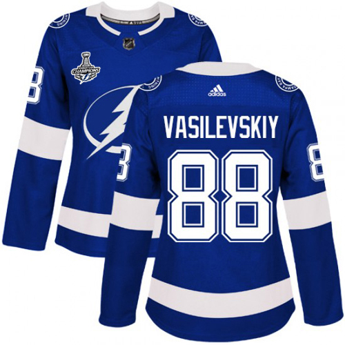 Tampa Bay Lightning #88 Andrei Vasilevskiy Blue Home Authentic Women's 2020 Stanley Cup Champions Stitched Jersey Womens cheap jerseys for sale - CheapJerseys.Shop